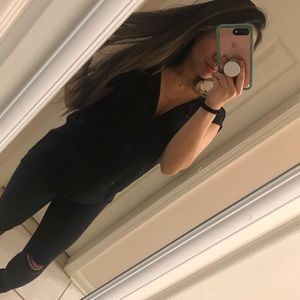 Black V Neck Soft Blouse